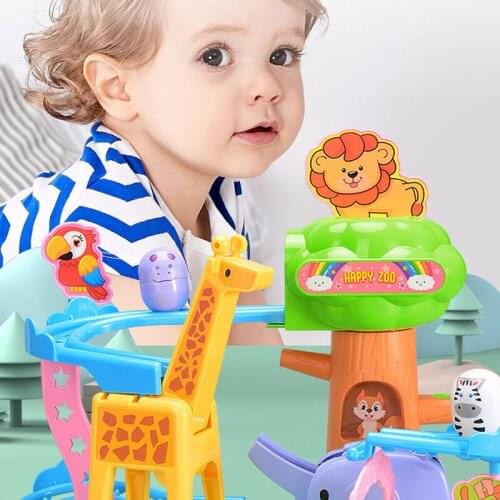 Child Zoo Track Toy Sliding Tumbler Cartoon Animal Assembling Educational Toy Mechanical Adventure Brain Table Interactive Game