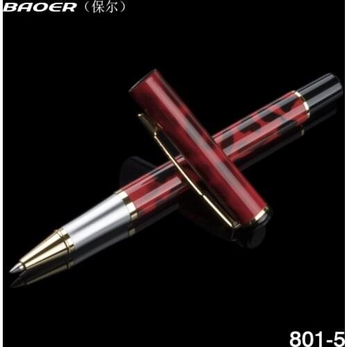 Stationery Promotion Baoer Series Fashion Smooth Sexy Vivid Red Rollerball Pen Luxury Metal Gift Ballpoint Pens for Writing