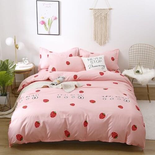 Aggcual Student cartoon 4pcs bedding set kids cute bed sheets duvet cover set single size double bed Childrens room decoration