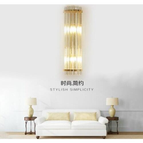 Creative Golden Luxury Indoor Living Room Crystal Wall Lamp Bedside Lamp Led Post Modern Classic Hotel Aisle Corridor Light