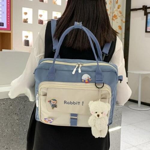 Cute Multifunctional women Backpack Teenage Girl Ring buckle Portable Travel Bag Kawaii Female student Schoolbag Badge Backpacks