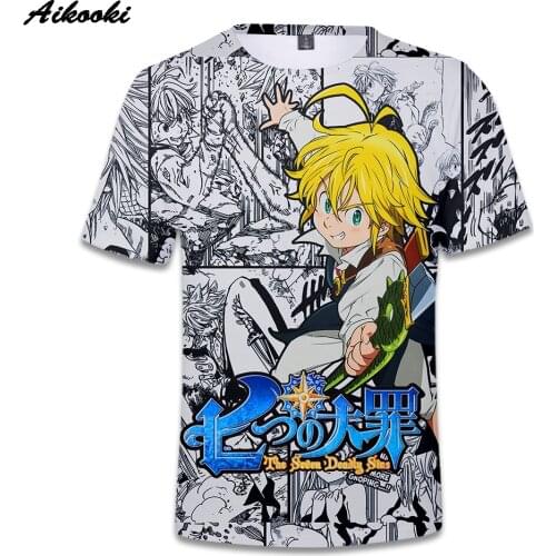 Aikooki Fashion Tops 3D Nanatsu No Taizai T-Shirt Short Sleeve Summer Shirt Men/Women 3D Print Nanatsu No Taizai Boys 3D t shirt