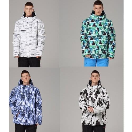 SEARIPE Brand Winter Men Ski Jacket Hooded Windproof Waterproof Warm Outdoor Sport Wear Snowboard Skiing Clothing Male