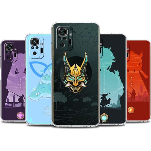 Soft Clear Case For Xiaomi Redmi Note 10 9 8 Pro 9S 10S 8T 9A 9C K40 7 9T 8A Shockproof Silicone Phone Cover Genshin Impact Game
