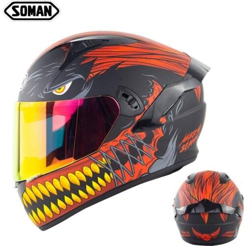 Newest Double Lens Motorcycle Helmets Full Face Casco SOMAN SM968 DOT Approval