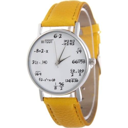2019 New fashion casual mathematical symbols of Leather Ladies Quartz Wrist Watches for women this relojes Hombre men watches