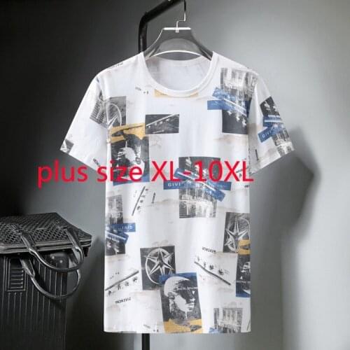 New Arrival Fashion Super Large Men Mercerized Cotton Summer Casual O-neck Print Knitted Men T Shirt Plus Size Xl-7XL8XL9XL10XL
