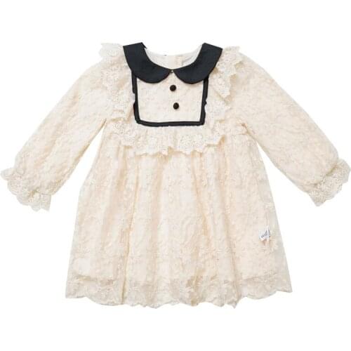 Girl Dresses Embroidery Peter Pan Collar Kids Birthday Party Pageant Clothes Ball Gown Weddings Elegant Dresses 1-6Y