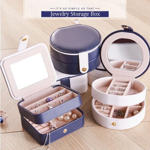 Portable Jewelry Box Multi-Function PU Leather Easy Earrings Ring Jewlery Storage Organizer Pendant Carrying Case Gift Packaging