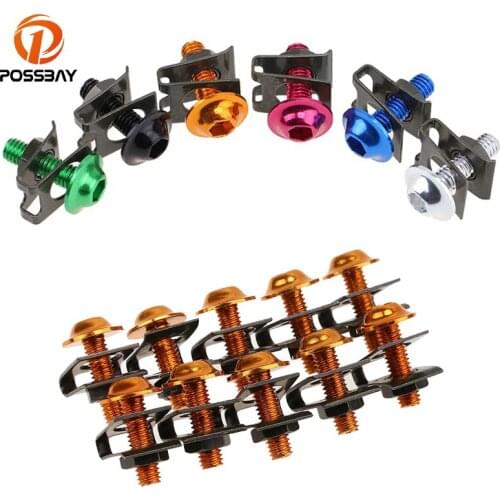 POSSBAY 10pcs M6 6mm Motorcycle Fairing Bolt Kit Body Fasteners Clip Screws CNC Aluminium For Kawasaki Honda CBR Suzuki GSXR