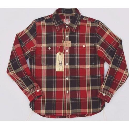 BOB DONG Yarn Dyed Cotton Checked Shirts Asymmetrical Pockets Plaid Work Shirts