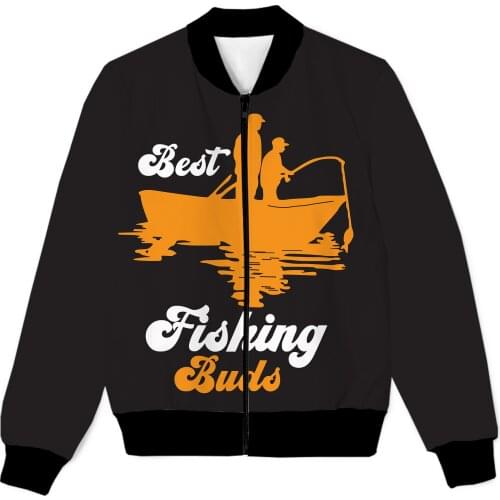 REAL American SIZE Best Fishing Buds Sublimation Print Zipper Up Jacket Plus SIze 4XL 5XL 6XL