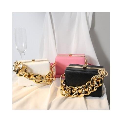 Luxury Women Totes Ins Thick Metal Chain Shoulder Bag Bike Wallet Mini Bag Coin Purse Fashion Women Pack Leather Crossbody Bags