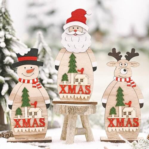 Merry Christmas Wooden Santa Claus Christmas Decoration for Home Gifts Xmas Ornaments Navidad Desktop Decor New Year 2022 Noel