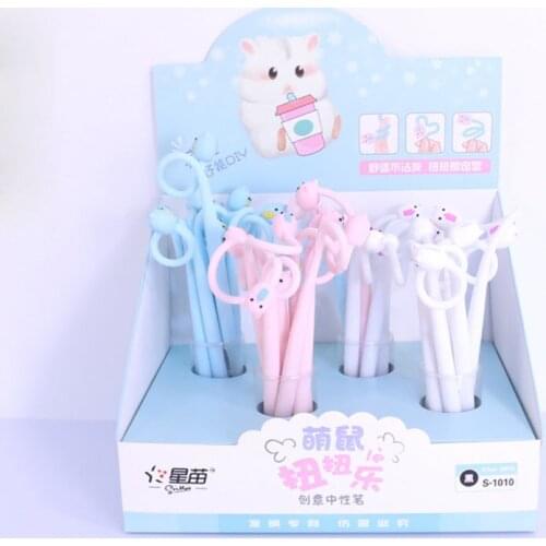36 pcs/lot Kawaii Bendable Hamster Gel Pen Cute 0.5mm black ink Neutral Pen School writing Supplies Promotional Gift