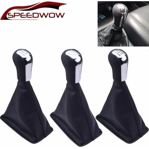 SPEEDWOW PU Leather MT Gear Shift Knob Lever Shifter With Gaiter Cover 5/6 Speed For Toyota Corolla AYGO Verso RAV4 YARIS VITZ