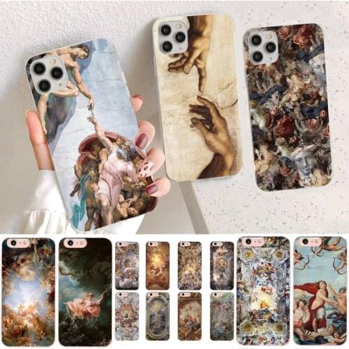 YNDFCNB Art Fresco Michelangelo Creation of Adam Phone Case for iPhone 11 12 pro XS MAX 8 7 6 6S Plus X 5S SE 2020 XR case