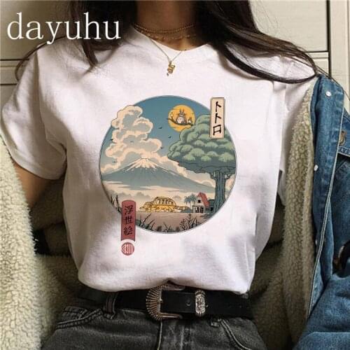 Totoro T Shirt Studio Ghibli Anime Top Tee Harajuku Kawaii Women Ullzang Sprited Away Tshirt Funny Manga T-shirt Female
