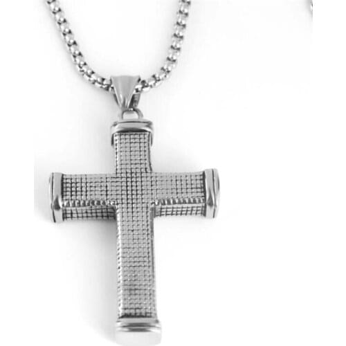 Cross Vintage Style Mens Wear Womens Catholic Christ Stainless Steel Cross Pendant Necklace Silver Colors Dropshipping