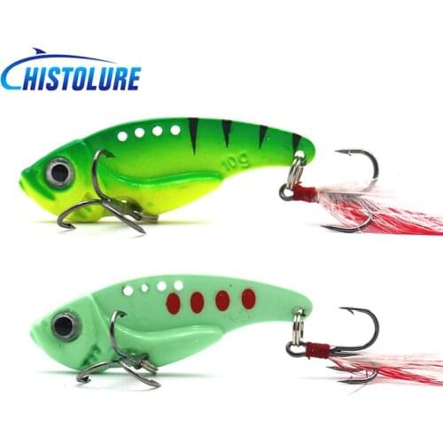 1pcs Metal VIB 7g 10g 12g 15g Fishing Lure Vibration Spoon Hard Baits with Feather Crankbait Wobbler Swimbait VIB Tackle