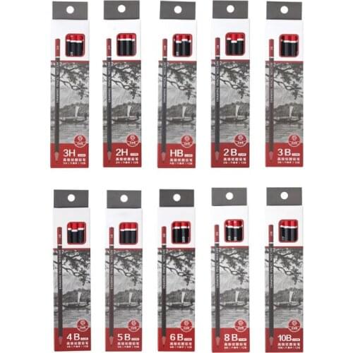 12pcs/box Graphite Pencil Sketch Drawing Writing 2H HB 2B 3B 3H 4B 5B 6B 8B 10B Office School Supplies