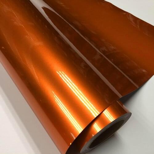 152CM*10/20/30/40/50CM Glossy Orange Metallic Vinyl For Car Wrap Metallic Gloss Film With Air Release Candy Glossy Wrap Sticker