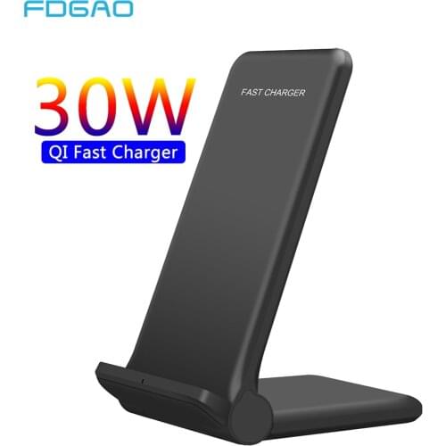 30W Qi Wireless Charger Stand Pad For iPhone 12 11 XS XR 8 Foldable Fast Charging Dock Station Phone Holder For Samsung S20 S10