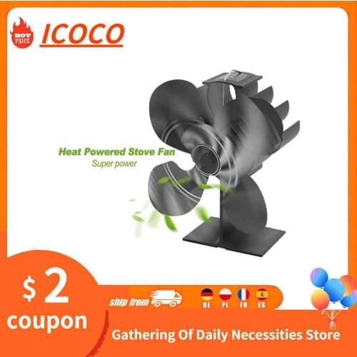 4 Blades Heat Powered Stove Fan Log Wood Burner Ecofan Quiet Black Home Fireplace Fan Efficient Heat Distribution