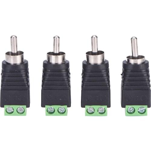 4pcs/lot CCTV Phono RCA Male Plug TO AV Terminal Connector Video AV Speaker Wire Cable To Audio Male RCA Connector Adapter