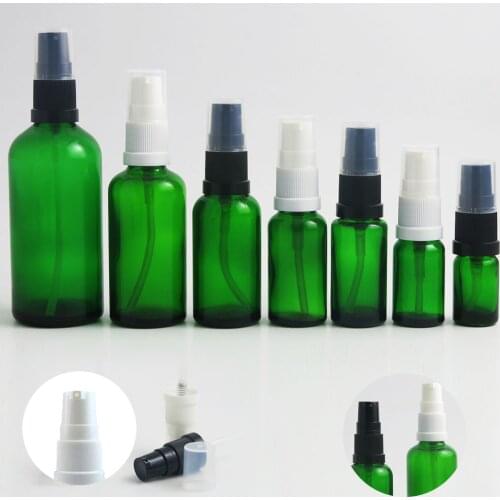 5 10 15 20 30 ml empty green glass cosmetic cream serum bottle with lotion pump skincare bottles 50ml 100ml 1/2oz 1oz 10pcs