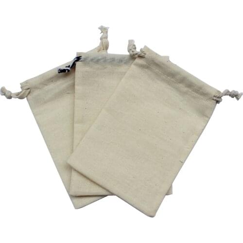 50pcs) Cream cotton drawstring bag promotional gift pouch Lace cotton pouch Customized cotton bag logo and size
