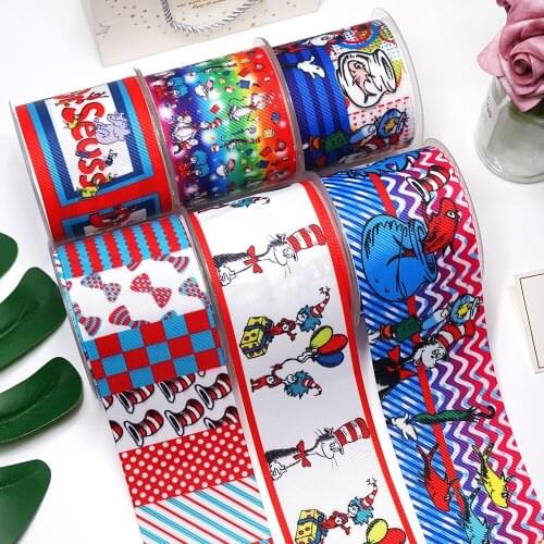 50 Yards Dr Seuss Printed Grosgrain Ribbons For Hair Bows DIY Handmade Materials1615