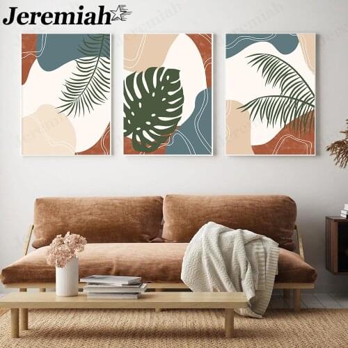 Abstract Minimalist Plant Canvas Poster Boho Geometric Leaf Painting Wall Art Nordic Aesthetic Home Room Decoration