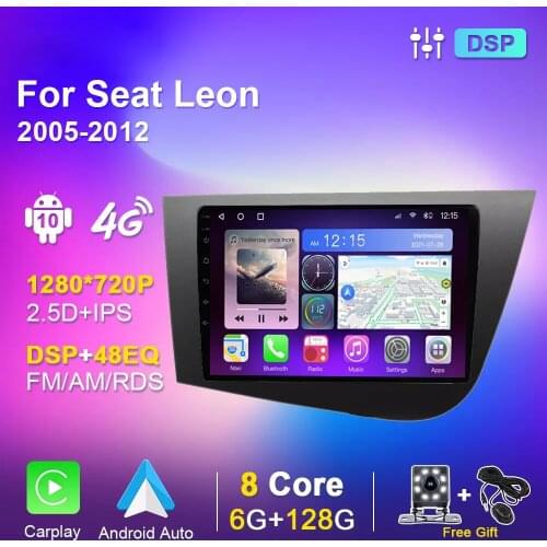 Autoradio for Seat Leon 2 Android Auto Carplay Car Stereo Radio Multimedia Video Player 2din Navigation GPS Audio for Cars Gray