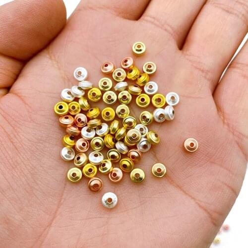 Matte Gold Silvers Flying saucer 4mm Hematite Flat Round Natural Stone Charm Loose Beads For Jewelry Making DIY Accessories