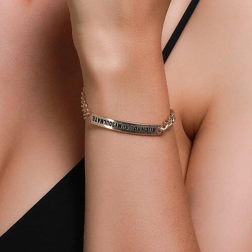 Lettering You're My Soulmate Simple Alloy Chain Golden Silver Plated Couples Bracelets for Women & Men