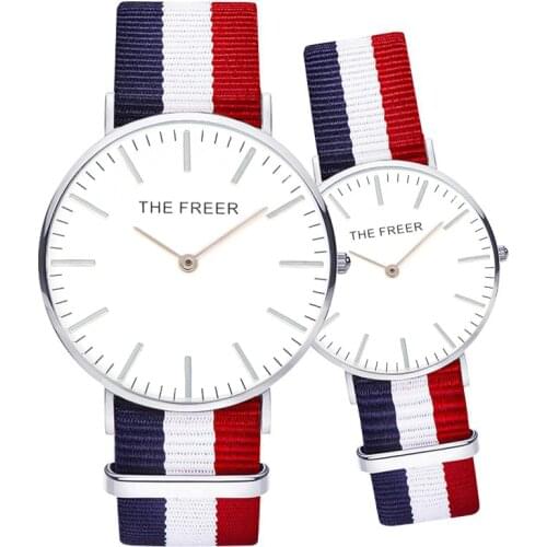 Classic Fashion Stripe Nylon Band Women Watch Luxury Brand Men Quartz Wrist Watch Lady Watches Montre Femme Horloge Saat Clock