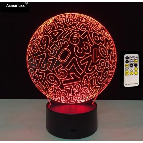 Colorful Remote Control Spherical Arabic Number 3D Table Lamp Luminaria Led Night Lights Decor Lighting Atmosphere Teaching Lamp