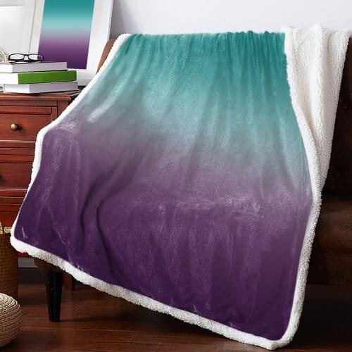 Cyan Turquoise Purple Gradient Throw Blanket Soft Fleece Blankets Winter Blanket Portable Picnic Blankets Bedclothes