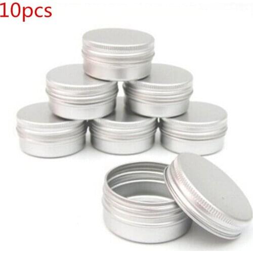 10pcs Empty Aluminum Cream Jar Tin Cosmetic Lip Balm Containers Nail Derocation Crafts Pot Bottle Screw Thread Lip Balm