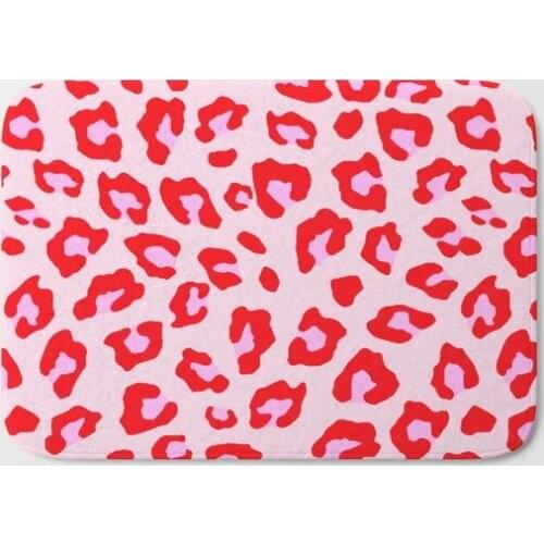 HOT Bathroom Rugs Red And Pink Bath Mat Flannel Absorbent Non Slip Doormat for Entrance Door