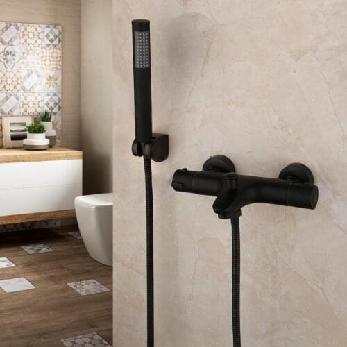 Matte Black Bathtub Faucets Thermostatic Mixer Faucet Constant Temperature Shower Mixer Tap Handheld Bath Shower Set