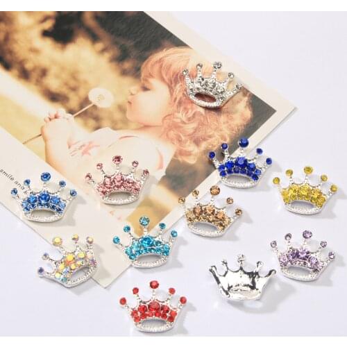 Mini Tiara Crown Rhinestone Button Flatback Embellishment for Craft DIY Decoration 10PCS 20X16mm
