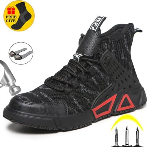 Male Winter Boots Safety Shoes Men Steel Toe Shoes Work Boots Men Anti-puncture Work Sneakers Men Shoes Lightweight Work Shoes