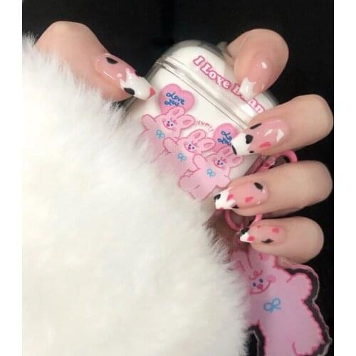 24pcs Popular Type Wear Long Paragraph Fashion Manicure Patch False Nails Save Time Wearable Nail Patch @me