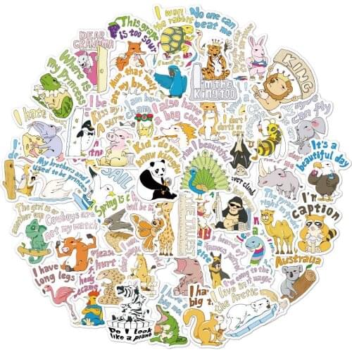 50pcs/SET Cute animal Theme Sticker Waterproof fit Car Laptop Skateboard Surfboard Luggage Bicycle Kids Toy Home Decor