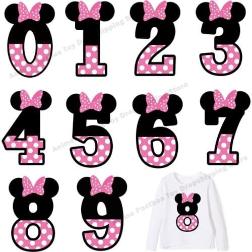 Disney Minnie digital Letters patch applique Heat transfer clothes iron on patches clothing stickers heat-sensitive Accessories