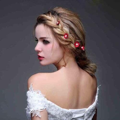 Romantic Elegant Simple Bridal Headdress Alloy Pearl Cloth Flower U-Hairnip for Wedding Perform Studio Photo Prop Daily O617