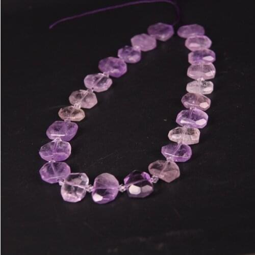22pcs/strand Faceted Clear Amethysts Slab Nugget Loose Beads,Natural Purple Crystal Quartz Stone Slice Pendants Jewelry Making