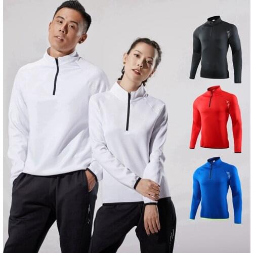 Autumn winter Long Sleeve Sports Shirt Stand Collar Men Quick Dry Outdoor Sweatshirt Breathable Gym Running Training T-Shirt